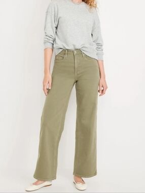 Old Navy Women's Extra High-Rise Wide Leg Jeans in Olive Green Size 2 NWOT